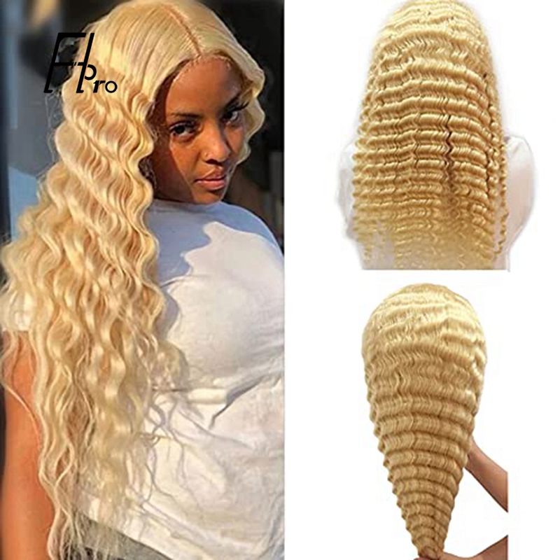 13×4 HD Lace Wig Deep Wave 180% Density 613# Blonde Invisible Lace